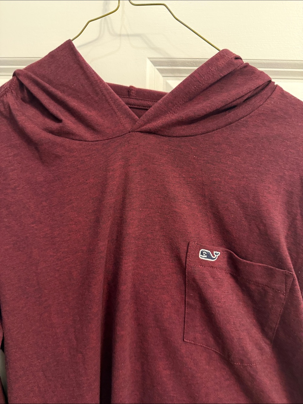 Vineyard Vines Burgundy Hooded Pocket Tee T-Shirt/Hoodie Long sleeves whale logo